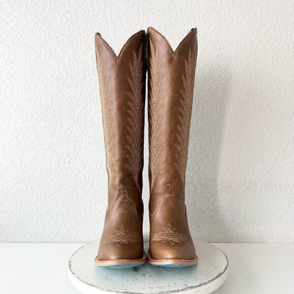 Lane JENTRY Knee High Womens Cowboy Boots 8.5 Brown Leather Western Cowgirl Tall - Picture 5 of 11